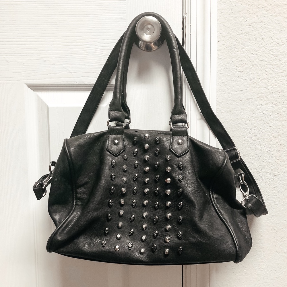 Black Studded Skull Purse